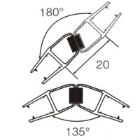 2 x Magnetdichtleiste für 8mm Glas 135° 200cm KBP003