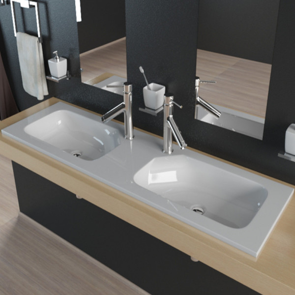Doppel-Einbauwaschbecken Mineralguss KB-MN1200