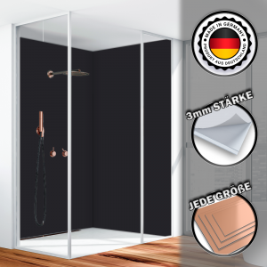 Duschrückwand Aluverbund Schwarz 9005 80x200cm