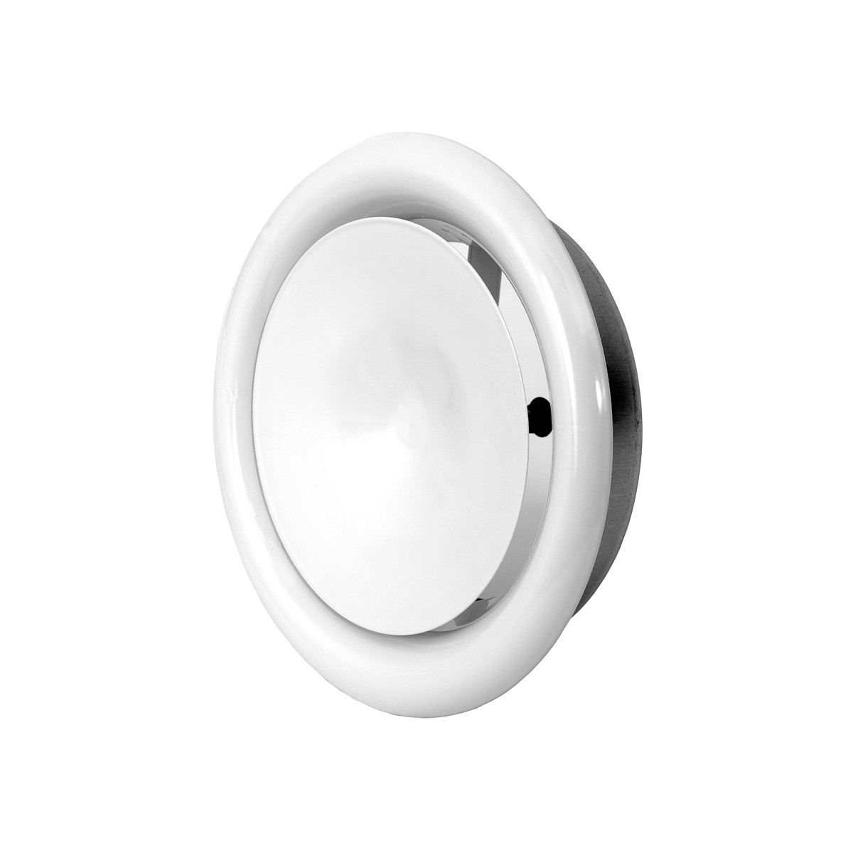 TVQZ Tellerventil 100 Mm Für Zuluft – Quadratisch, Weiß, Pulverbeschichtet, Mit Einbaurahmen