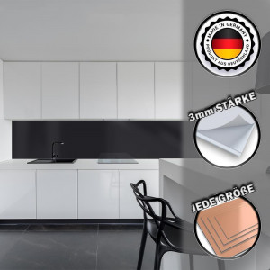 Küchenrückwand Spritzschutz Fliesenspiegel Küche Wandschutz 60x260cm Aluverbund Schwarz 9005