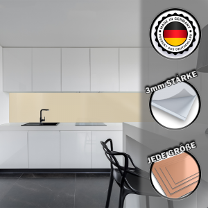 Küchenrückwand Spritzschutz Fliesenspiegel Küche Wandschutz Aluverbund Elfenbein 1015