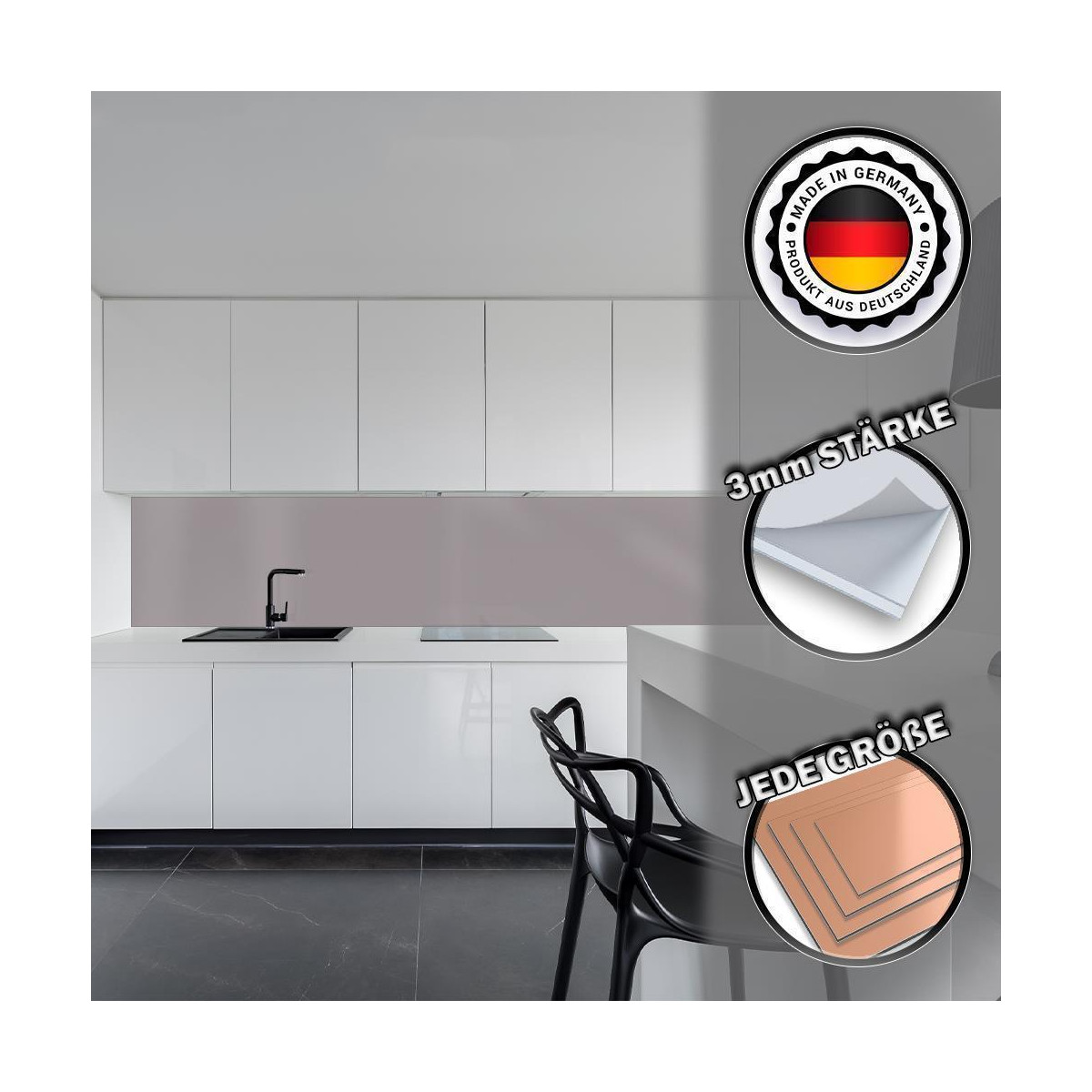 Küchenrückwand Aluverbund Grau 7042, 22,32