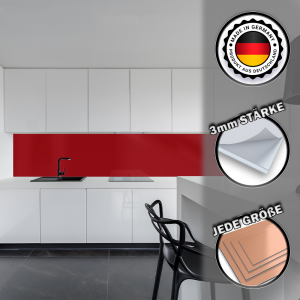 Küchenrückwand Spritzschutz Fliesenspiegel Küche Wandschutz 40x120cm Aluverbund Purpurrot 3004