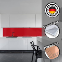 Küchenrückwand Spritzschutz Fliesenspiegel Küche Wandschutz 60x220cm Aluverbund Rot 3020