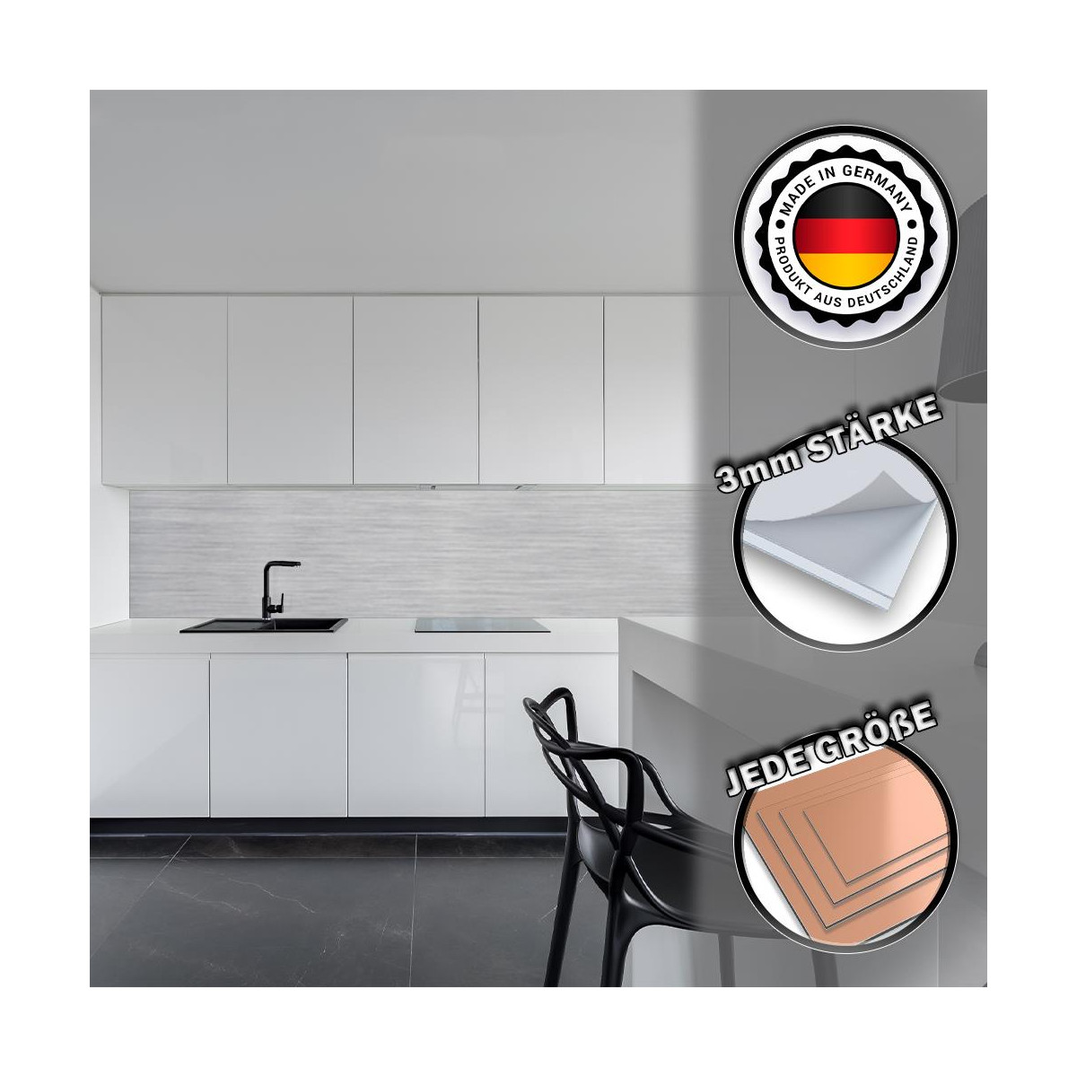 Küchenrückwand 50x200cm Aluverbund Silber-Gebürstet 001, 75,90