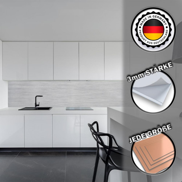 Küchenrückwand Spritzschutz Fliesenspiegel Küche Wandschutz 70x200cm Aluverbund Silber-Gebürstet 001