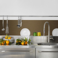 Küchenrückwand Spritzschutz Fliesenspiegel Küche Wandschutz 50x120cm Aluverbund Bronze-Gebürstet 006