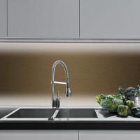 Küchenrückwand Spritzschutz Fliesenspiegel Küche Wandschutz 50x240cm Aluverbund Bronze-Gebürstet 006