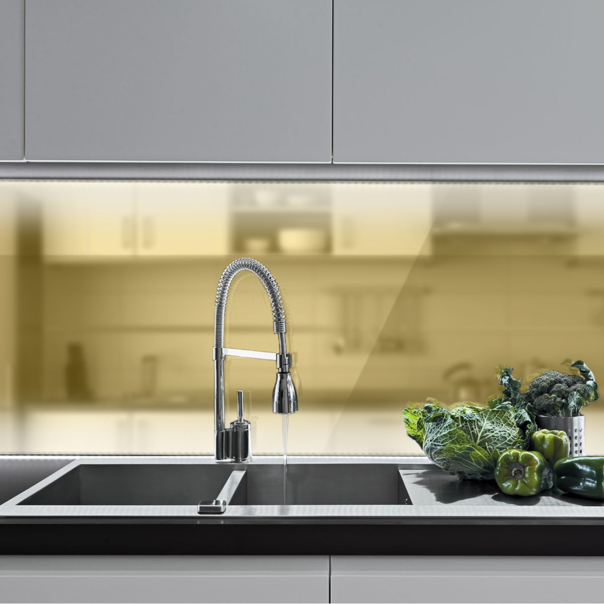 Küchenrückwand Aluverbund Spiegel Gold, 37,90