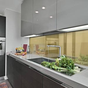 Küchenrückwand Spritzschutz Fliesenspiegel Küche Wandschutz Aluverbund Spiegel Gold