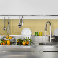 Küchenrückwand Spritzschutz Fliesenspiegel Küche Wandschutz 50x220cm Aluverbund Spiegel Gold