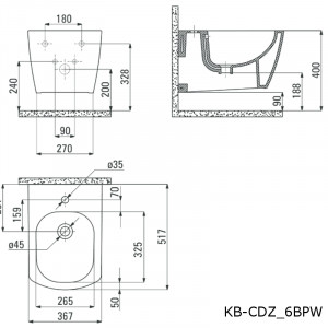 CREAVIT Hänge-WC + Bidet Randlos Eckig EG321-11-SET