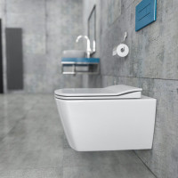 CREAVIT Hänge-WC + Bidet Randlos Eckig EG321-11-SET