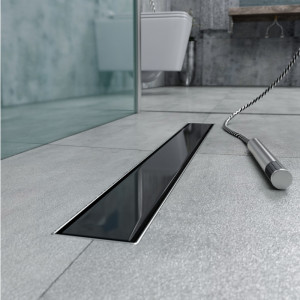 Edelstahl Duschrinne Glas Schwarz
