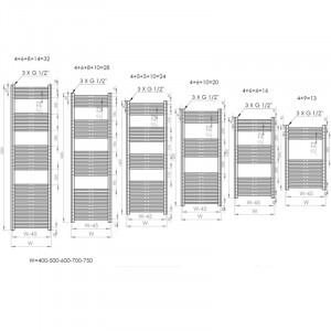 Badheizkörper anthrazit gerade 600x800mm Mittelanschluss