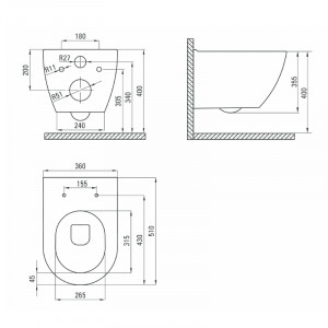 CREAVIT Hänge-WC + Bidet Randlos Oval FE322-11-SET