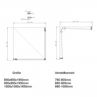 Eckeinstieg Duschkabine Pendeltür 100x100cm