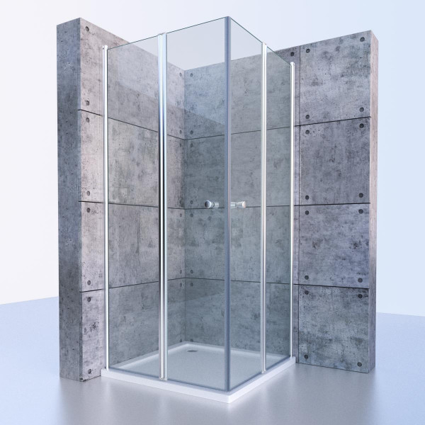 Eckeinstieg Duschkabine Dreh-Falttür 100x100cm
