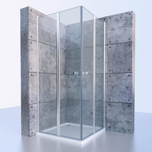 Eckeinstieg Duschkabine Dreh-Falttür 100x100cm