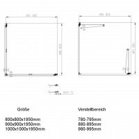 Eckeinstieg Duschkabine Dreh-Falttür 100x100cm