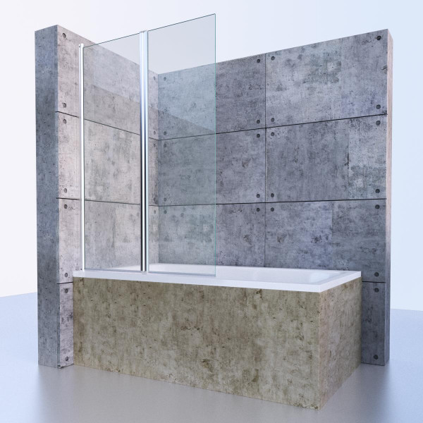 Badewannenfaltwand 2-teilig 100x140cm