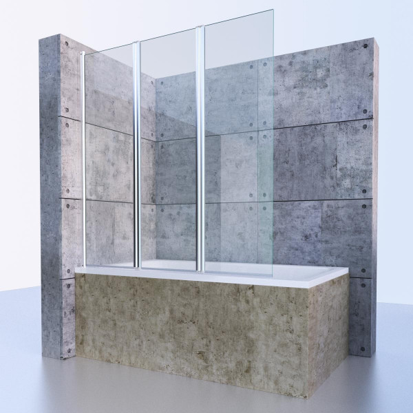 Badewannenfaltwand 3-teilig 140x140cm