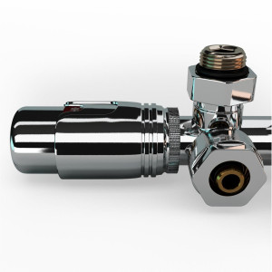 Mittelanschluss-Set Eckform Chrom Armatur+Thermostatregler