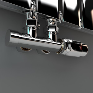 Mittelanschluss-Set Eckform Chrom Armatur+Thermostatregler