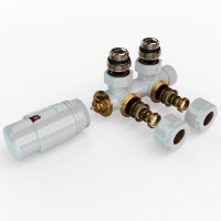 Mittelanschluss-Set Eckform Weiss Armatur+Thermostatregler