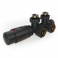 Mittelanschluss-Set Eckform Anthrazit Armatur+Thermostatregler