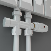Mittelanschluss-Set Durchgangsform Weiss Armatur+Thermostatregler
