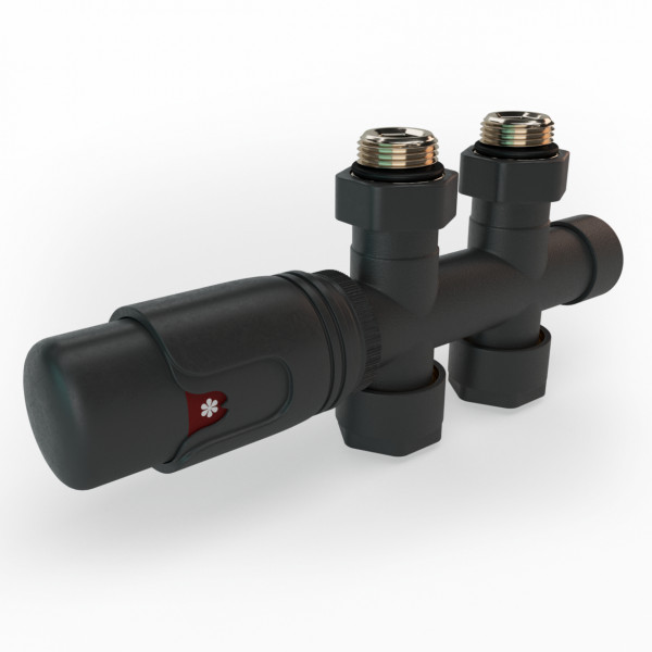 Mittelanschluss-Set Durchgangsform Anthrazit Armatur+Thermostatregler
