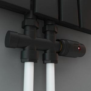 Mittelanschluss-Set Durchgangsform Anthrazit Armatur+Thermostatregler