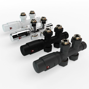 Mittelanschluss-Set Durchgangsform Anthrazit Armatur+Thermostatregler