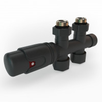 Mittelanschluss-Set Durchgangsform Anthrazit Armatur+Thermostatregler