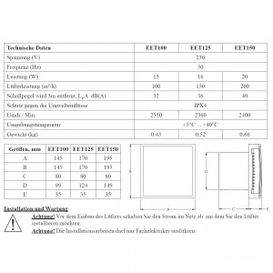 Badlüfter Modern Ø100mm weiss S-Standard