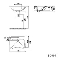 Waschbecken für Rollstuhlfahrer 60cm