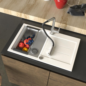 Granit Einbauspüle mit Abtropffläche eckig...