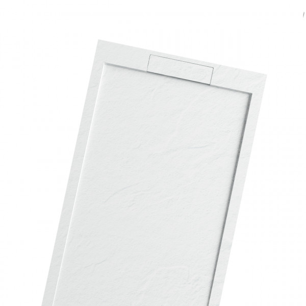 Mineralguss-Duschwanne Schieferoptik weiß 80x80cm