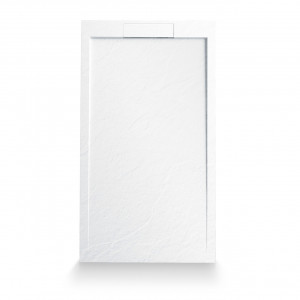 Mineralguss-Duschwanne Schieferoptik weiß 80x80cm