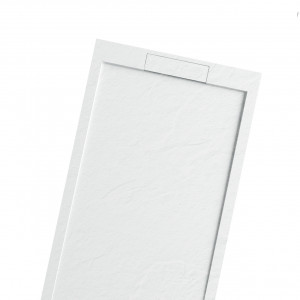 Mineralguss-Duschwanne Schieferoptik weiß 140x80cm