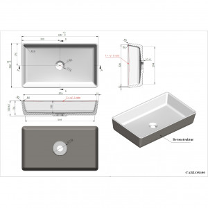 Aufsatzwaschbecken Mineralguss Betonoptik CARLOS 600