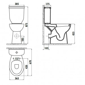 Stand-WC Kombination Erhöht BD315-SET