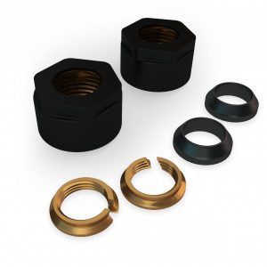 2 x Klemmringverschraubung für 15mm Cu Schwarz