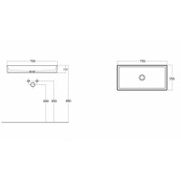 Design Aufsatzwaschbecken eckig 75cm