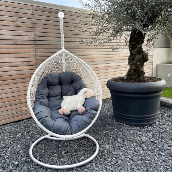 Kinder Hängesessel mit Gestell Rattan Weiss, 199,90