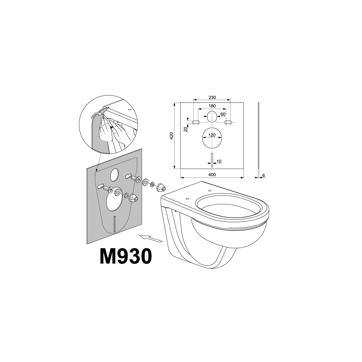 Schallschutz-Set für Wand-WC und Bidet M930, 6,90 €
