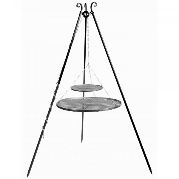 Schwenkgrill 180 cm - Doppelrost aus Rohstahl 70 cm + 40 cm