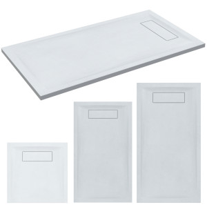 Mineralguss-Duschwanne Schieferoptik weiß MAYA 120x80cm